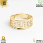 14K Solid Gold Greek Key Ring Wide Meander Pattern Wedding Band