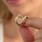 14K Solid Gold Hammered Huggie Hoop Earrings | 14.5mm Diamond-Cut Azura Hoops for Everyday Wear - Hoop Earrings