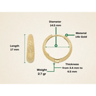 14K Solid Gold Hammered Huggie Hoop Earrings | 14.5mm Diamond-Cut Azura Hoops for Everyday Wear - Hoop Earrings