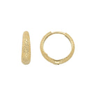 14K Solid Gold Hammered Huggie Hoop Earrings | 14.5mm Diamond-Cut Azura Hoops for Everyday Wear - Single (1 Earring)