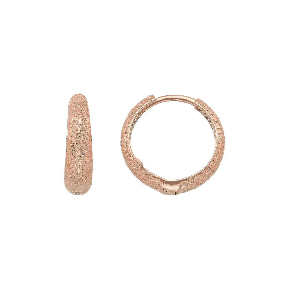14K Solid Gold Hammered Huggie Hoop Earrings | 14.5mm Diamond-Cut Azura Hoops for Everyday Wear - Single (1 Earring)