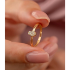 14K Solid Gold Hamsa Hand CZ Ring – Stackable Protection Jewelry for Her Sacred Symbolic Diamond Simulant Ring - Rings