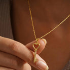 14K Solid Gold Handmade Heart Shaped Key Necklace Love Symbol Pendant With Key Design - Jewelry