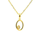 14K Solid Gold Handmade Oval Pendant Necklace Diamond Accent Love Symbol Jewelry - Jewelry