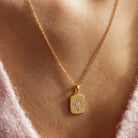 14K Solid Gold Handmade Star Cz Necklace Minimal Compass Star Dog Tag Pendant Jewelry - Jewelry