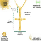 14K Solid Gold Heart Cross Necklace Polished Christian Pendant Faith Love Charm Religious Gift for Her Wife Mom