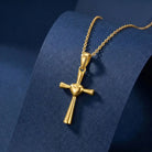 14K Solid Gold Heart Cross Necklace Polished Christian Pendant Faith Love Charm Religious Gift for Her Wife Mom