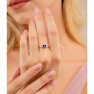 14K Solid Gold Heart Evil Eye Handmade Ring Blue - Rings