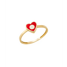 14K Solid Gold Heart Evil Eye Handmade Ring Red - Rings