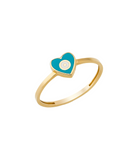 14K Solid Gold Heart Evil Eye Handmade Ring Turquoise - Rings