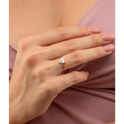 14K Solid Gold Heart Evil Eye Handmade Ring White - Rings