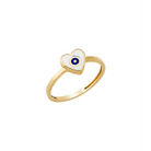 14K Solid Gold Heart Evil Eye Handmade Ring White - Rings