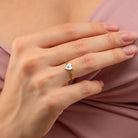 14K Solid Gold Heart Evil Eye Ring Boho Enamel Protection