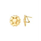 14K Solid Gold Heart Flower Omega Back Post Earring - Earrings