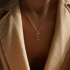 14K Solid Gold Heart Key Pendant Necklace Romantic Love Symbol Jewelry - Jewelry
