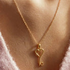 14K Solid Gold Heart Key Pendant Necklace Romantic Love Symbol Jewelry - Jewelry