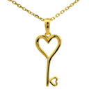14K Solid Gold Heart Key Pendant Necklace Romantic Love Symbol Jewelry - Jewelry