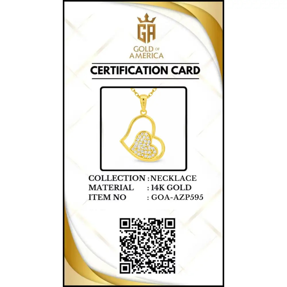 14K Solid Gold Heart Necklace Sparkling Pave Love Pendant for Her Dainty Romantic Jewelry Anniversary Gift for Wife