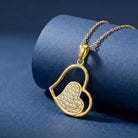 14K Solid Gold Heart Necklace Sparkling Pave Love Pendant for Her Dainty Romantic Jewelry Anniversary Gift for Wife