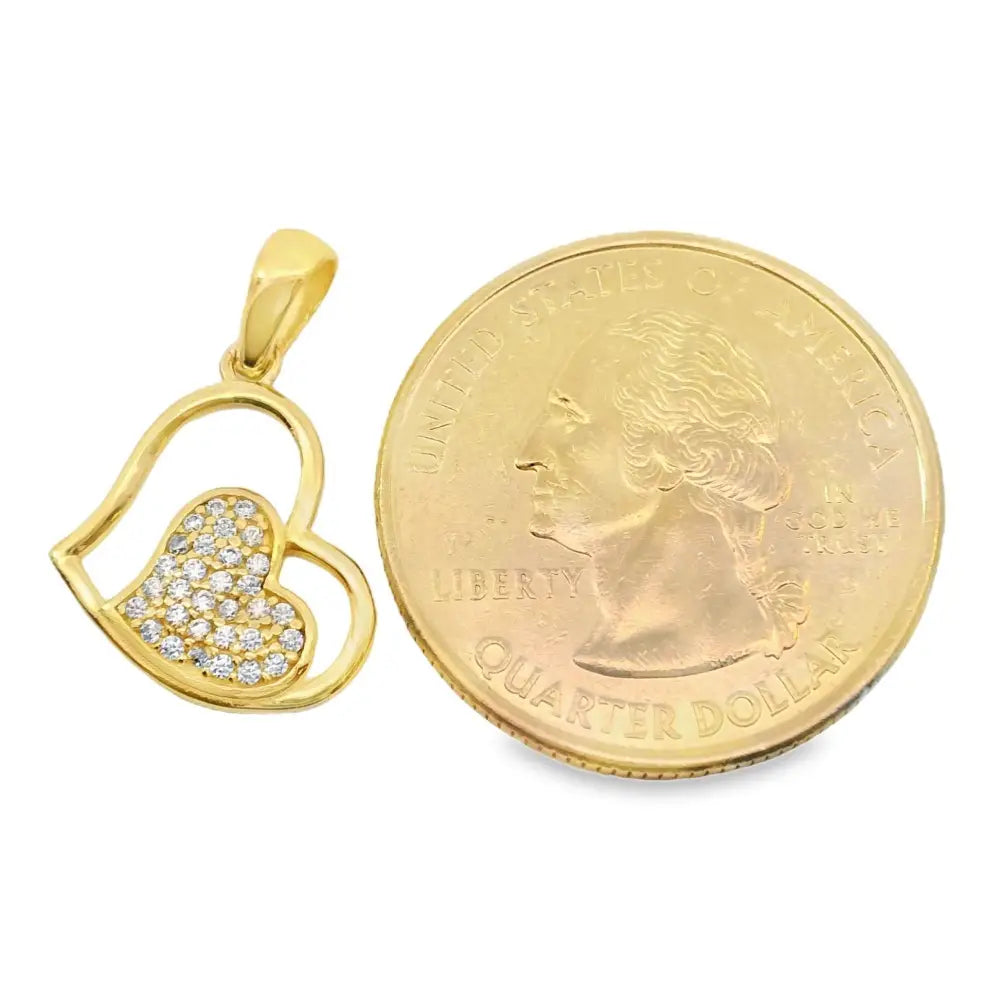 14K Solid Gold Heart Necklace Sparkling Pave Love Pendant for Her Dainty Romantic Jewelry Anniversary Gift for Wife