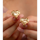 14K Solid Gold Heart Omega Back Post Earring - Earrings