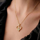 14K Solid Gold Heart Paw Print Necklace CZ Simulated Diamond Pet Lover Jewelry Dog Cat Mom Memorial Gift Dainty Sparkle