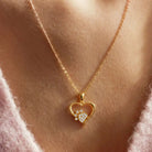 14K Solid Gold Heart Paw Print Necklace CZ Simulated Diamond Pet Lover Jewelry Dog Cat Mom Memorial Gift Dainty Sparkle