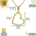 14K Solid Gold Heart Pendant Necklace Twisted Rope Design Handmade Jewelry - Pendants