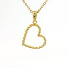 14K Solid Gold Heart Pendant Necklace Twisted Rope Design Handmade Jewelry - Pendants