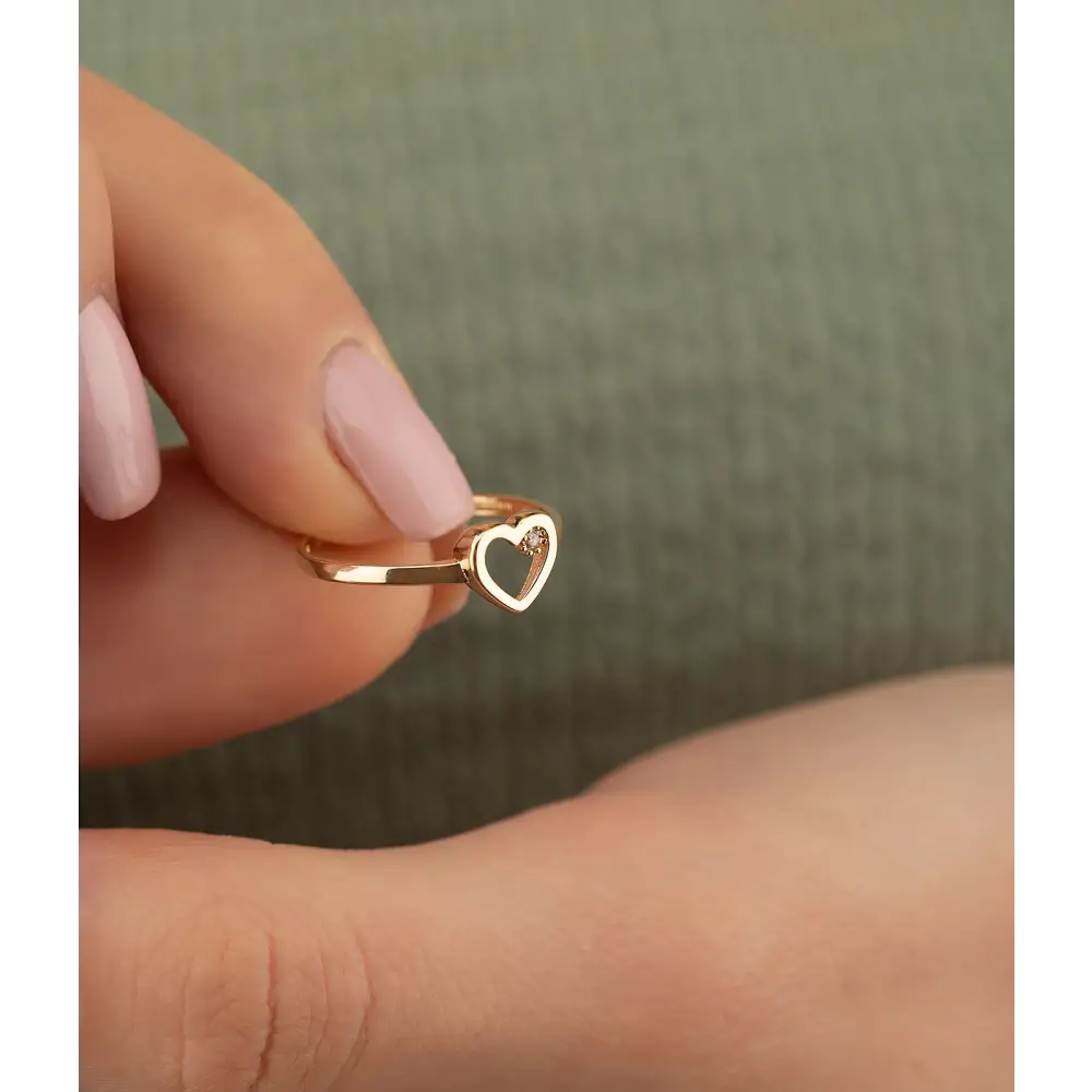 14k Solid Gold Heart Ring - Rings