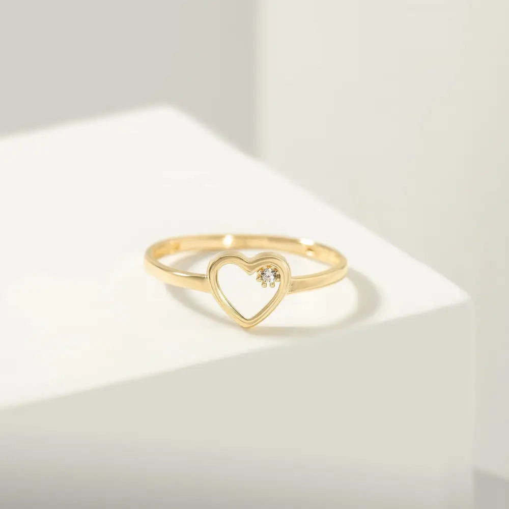14k Solid Gold Heart Ring - Rings