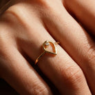14K Solid Gold Heart Ring with Diamond Handmade Minimalist Love Design for Women