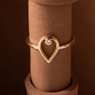 14K Solid Gold Heart Ring with Diamond Handmade Minimalist Love Design for Women