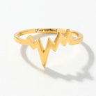 14K Solid Gold Heartbeat Ring EKG Lifeline Promise Ring