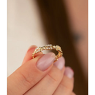 14K Solid Gold Hinged Segment with CZ Pave Square Links Ring - Rings