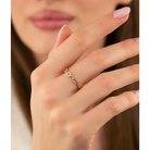 14K Solid Gold Hinged Segment with CZ Pave Square Links Ring - Rings