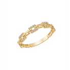 14K Solid Gold Hinged Segment with CZ Pave Square Links Ring - Rings