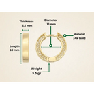 14K Solid Gold Hoop Huggie Earrings – 11mm Chunky Stacking Everyday Hoops for Women - Hoop Earrings