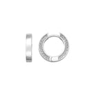 14K Solid Gold Hoop Huggie Earrings – 11mm Chunky Stacking Everyday Hoops for Women - Single (1 Earring) / 14K White