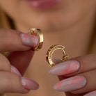 14K Solid Gold Hoop Huggie Earrings – 11mm Chunky Stacking Everyday Hoops for Women - Hoop Earrings