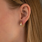 14K Solid Gold Hoop Huggie Earrings – 11mm Chunky Stacking Everyday Hoops for Women - Hoop Earrings