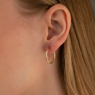 14K Solid Gold Hoop Huggie Earrings | 21mm Everyday Stacking Hoops for Women | Set of 2 - Hoop Earrings