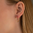 14K Solid Gold Hoop Huggie Earrings | 21mm Everyday Stacking Hoops for Women | Set of 2 - Hoop Earrings