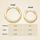 14K Solid Gold Huggie Hoop Earrings | 10.5mm & 14.2mm Everyday Hoops for Women - Hoop Earrings