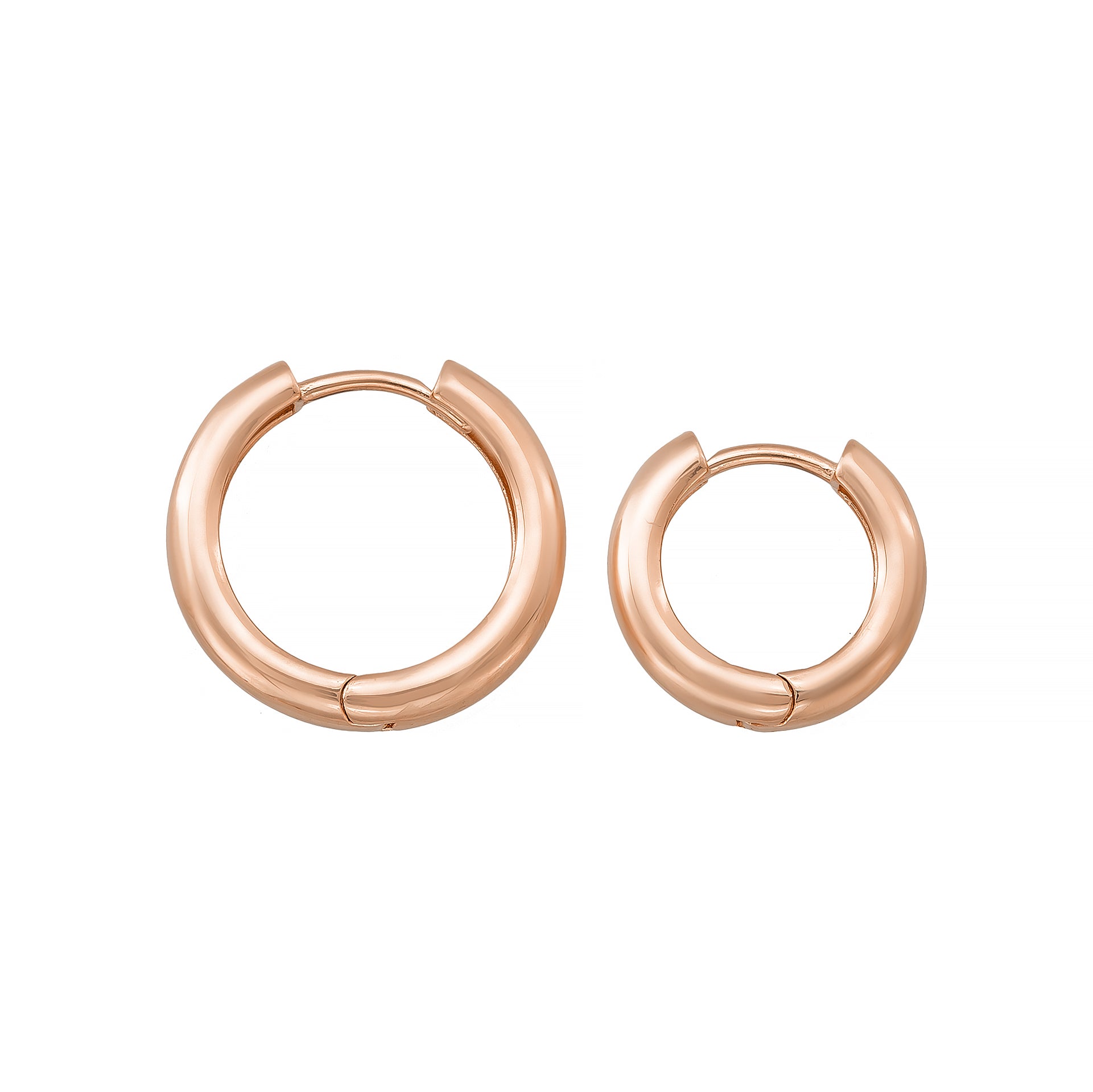 14K Solid Gold Huggie Hoop Earrings | 10.5mm & 14.2mm Everyday Hoops for Women - Hoop Earrings