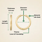 14K Solid Gold Huggie Hoop Earrings | 19mm Stackable Everyday Hoops for Women - Hoop Earrings