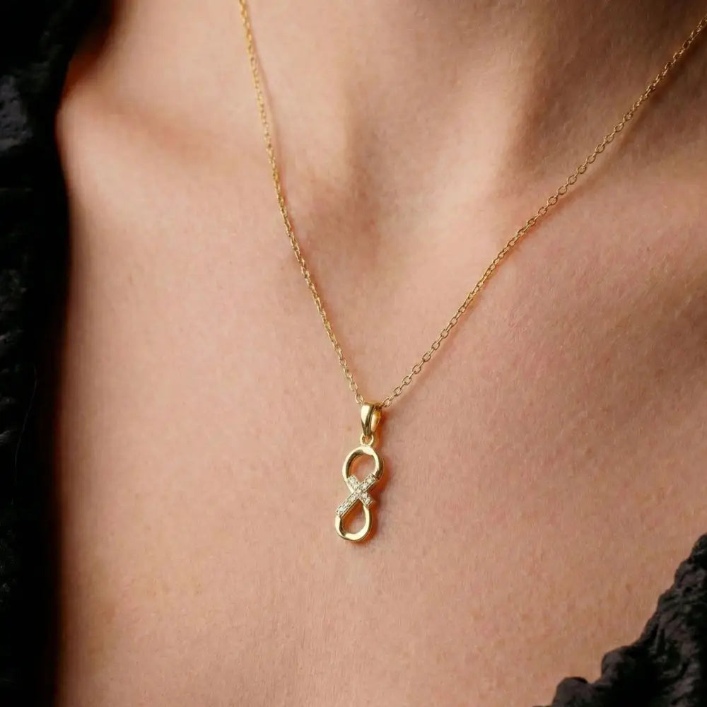 14K Solid Gold Infinity Cross Necklace Eternal Faith Love Pendant Religious Jewelry Gift for Her Baptism Present Dainty
