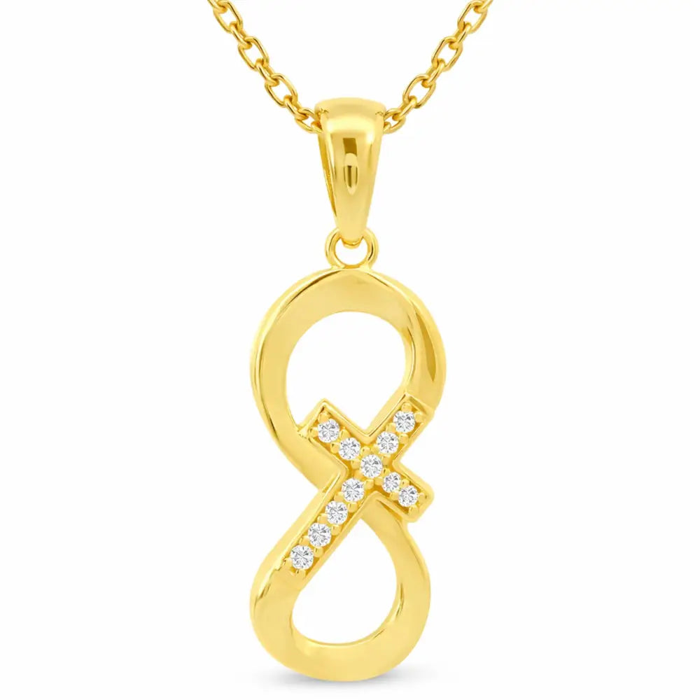 14K Solid Gold Infinity Cross Necklace Eternal Faith Love Pendant Religious Jewelry Gift for Her Baptism Present Dainty