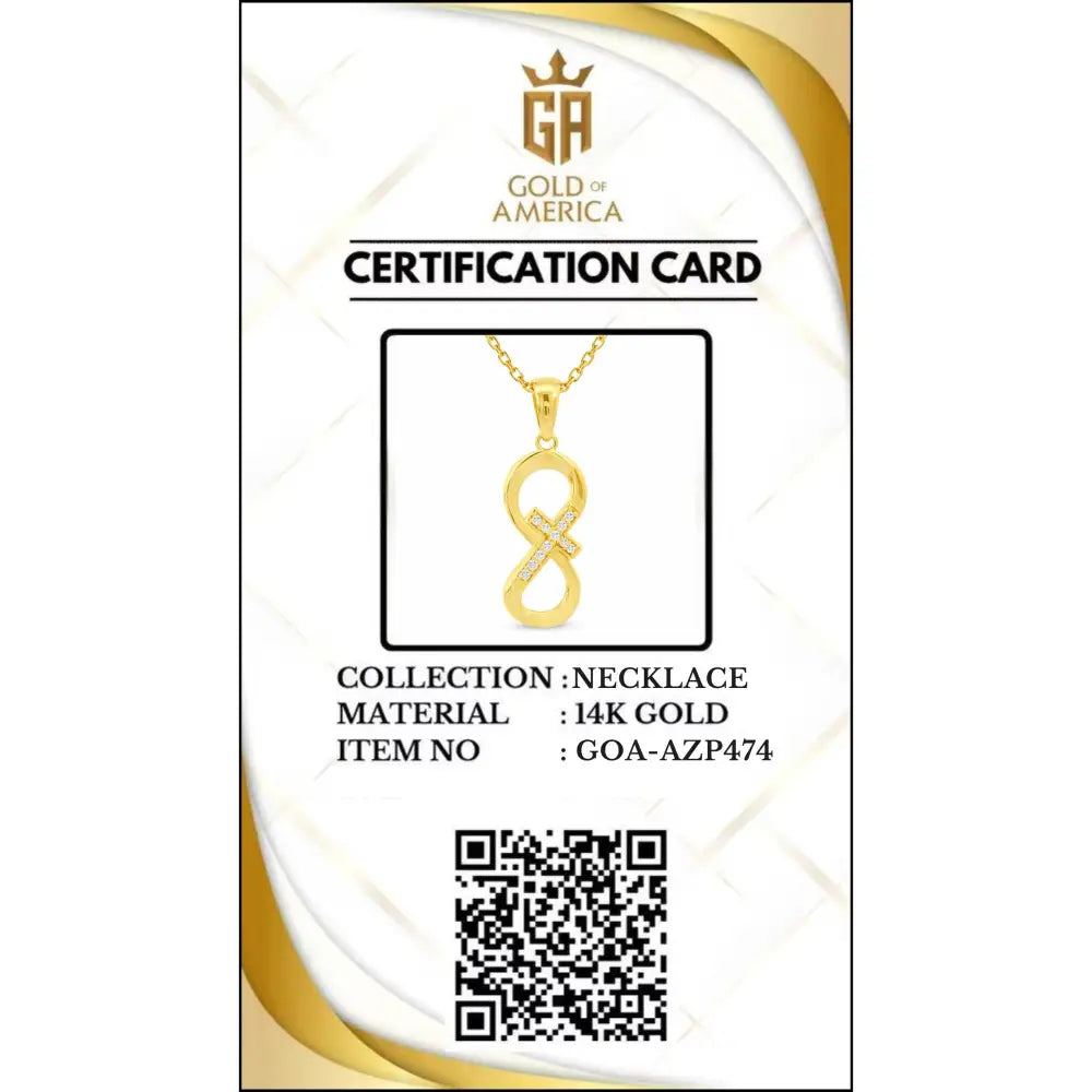 14K Solid Gold Infinity Cross Necklace Eternal Faith Love Pendant Religious Jewelry Gift for Her Baptism Present Dainty