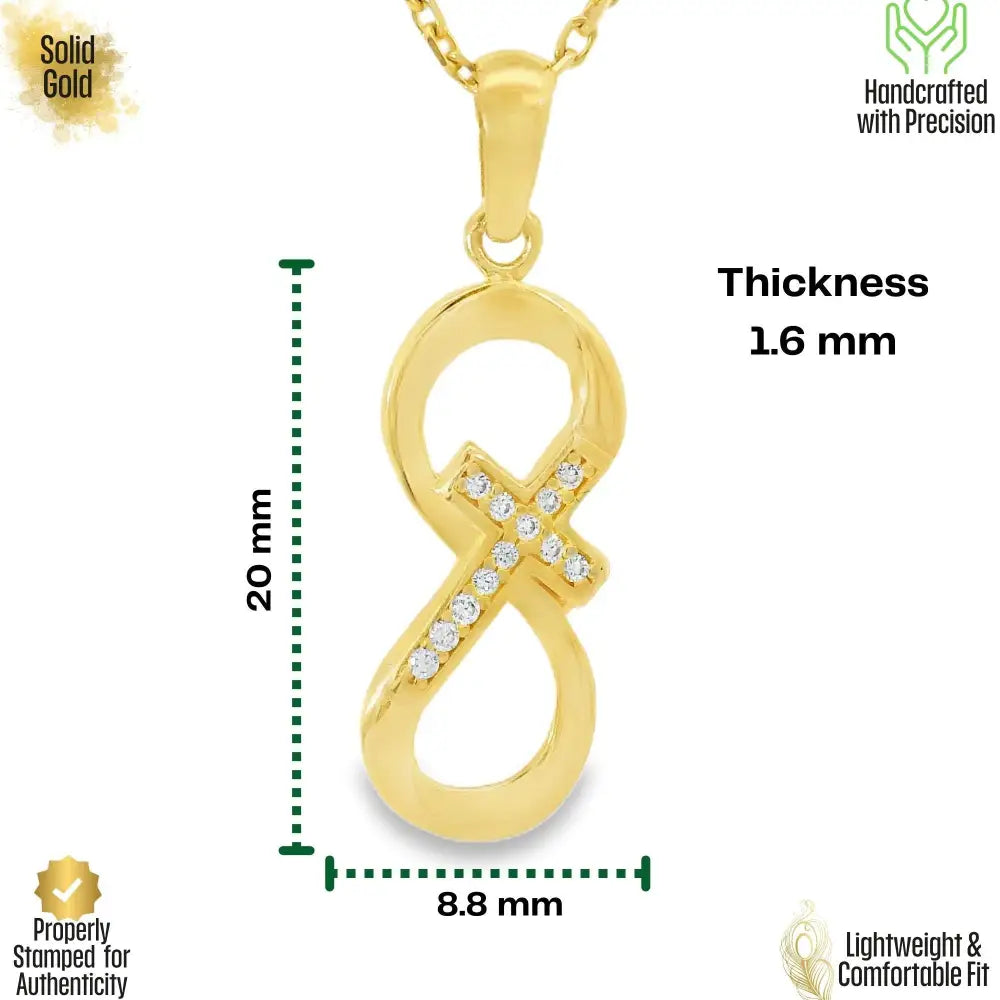 14K Solid Gold Infinity Cross Necklace Eternal Faith Love Pendant Religious Jewelry Gift for Her Baptism Present Dainty